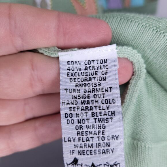 Bob Mackie Cardigan Womens Large Green Artsy NWT - Picture 11 of 12